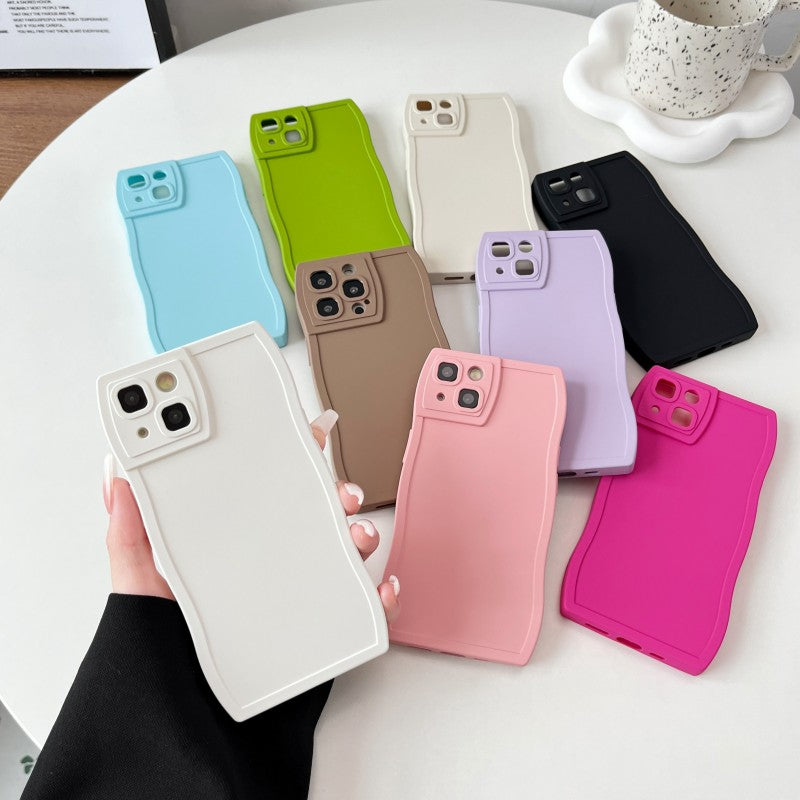 Cute Candy Solid Color Wave Frame Compatible with iPhone Case