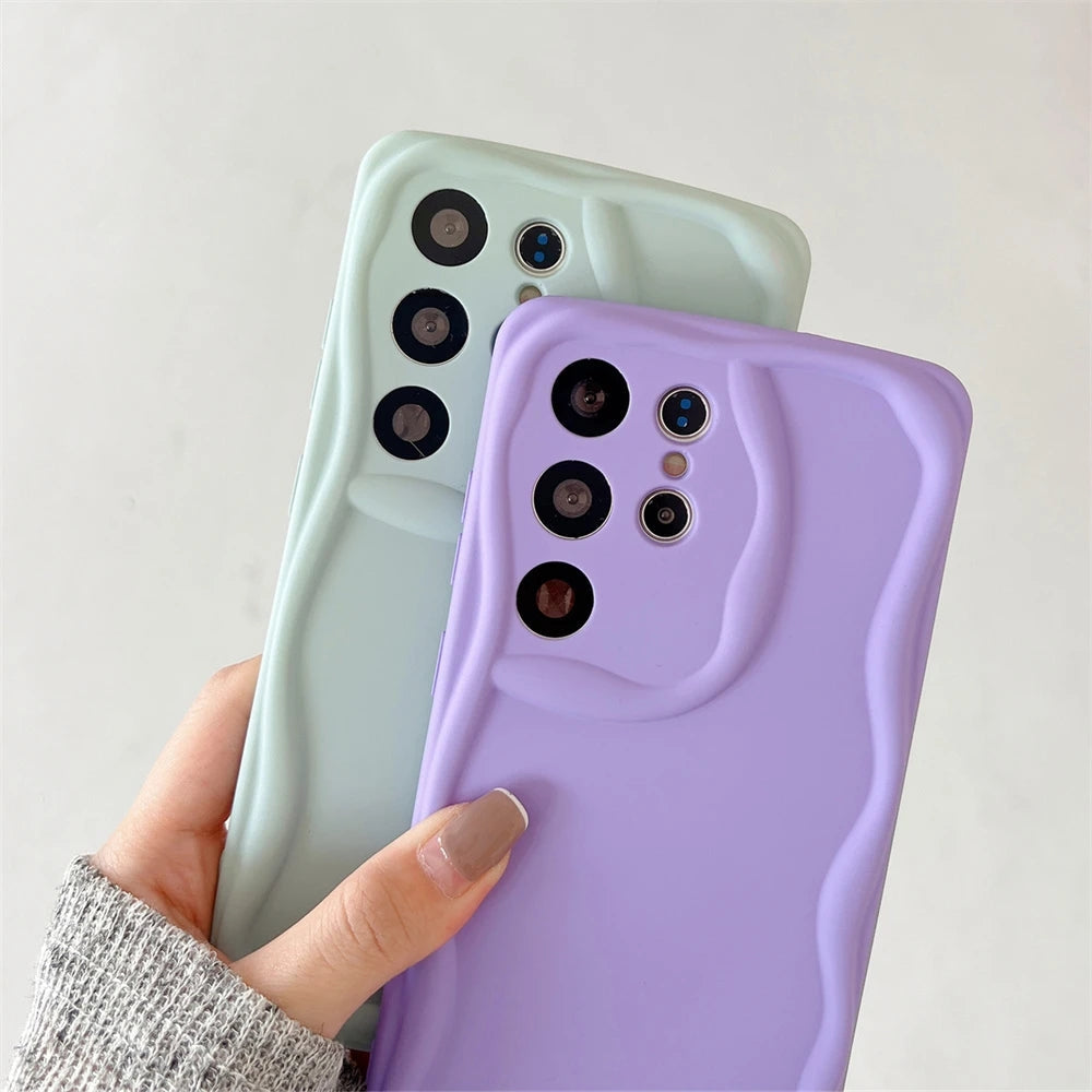 Wave Frame Cream Pattern Compatible with Samsung Case