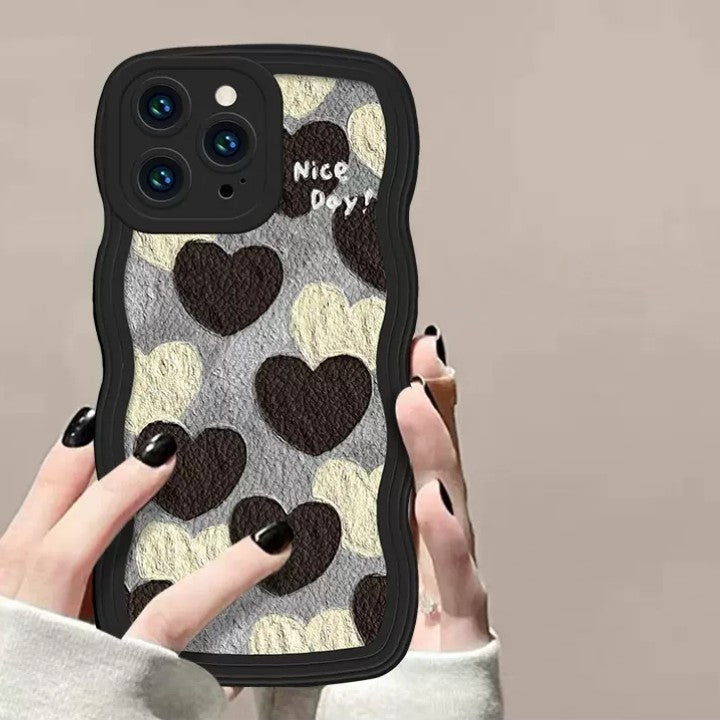 Love Heart Wave Frame Silicone Shockproof Soft Compatible with iPhone Case