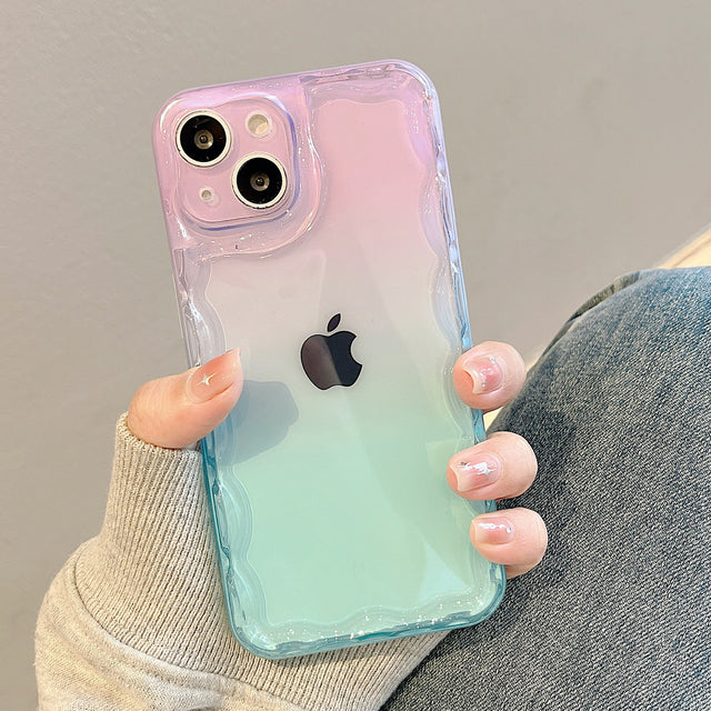 Gradient Color Wave Frame Clear Soft Compatible with iPhone Case