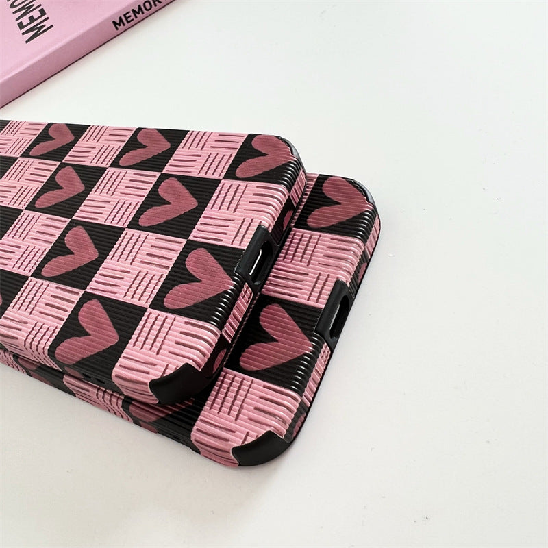 Love Heart Grid Compatible with iPhone Case