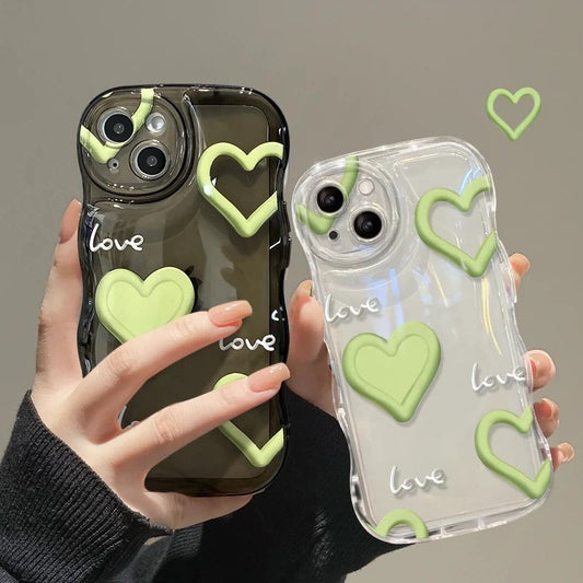 Curly Wave Frame Love Heart Compatible with iPhone Case