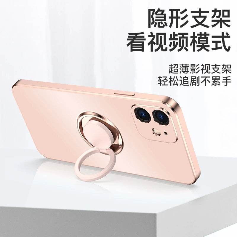 Matte Plating Stand Ring Compatible with iPhone Case