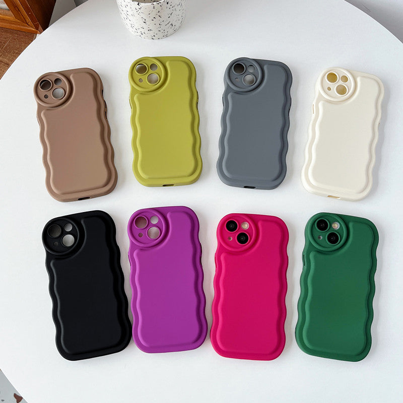 Solid Color Curly Wave Frame Compatible with iPhone Case