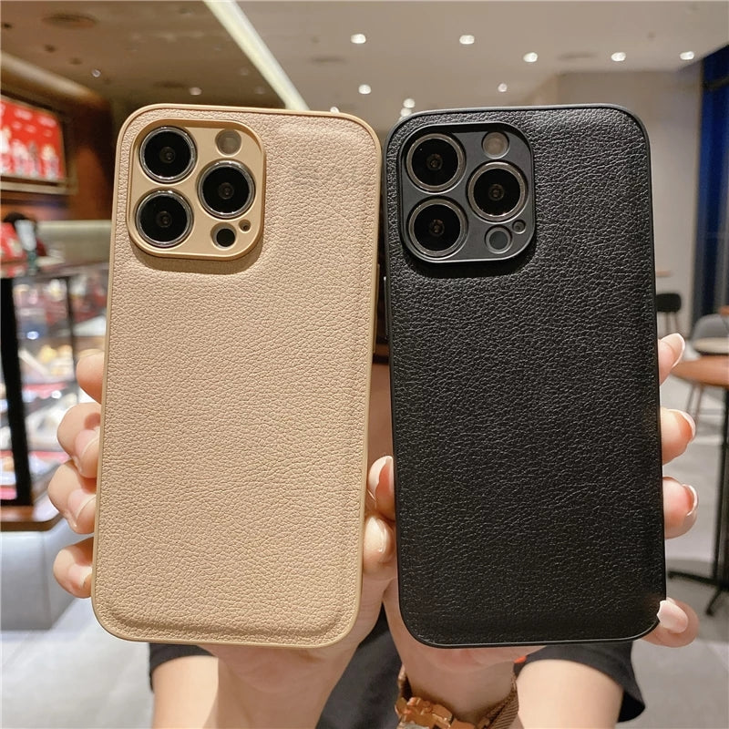 Leather Texture Shockproof Compatible with iPhone Case