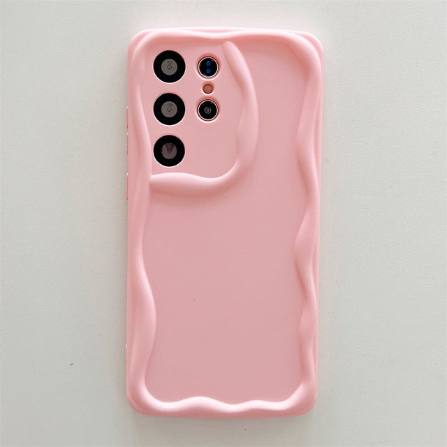 Wave Frame Cream Pattern Compatible with Samsung Case