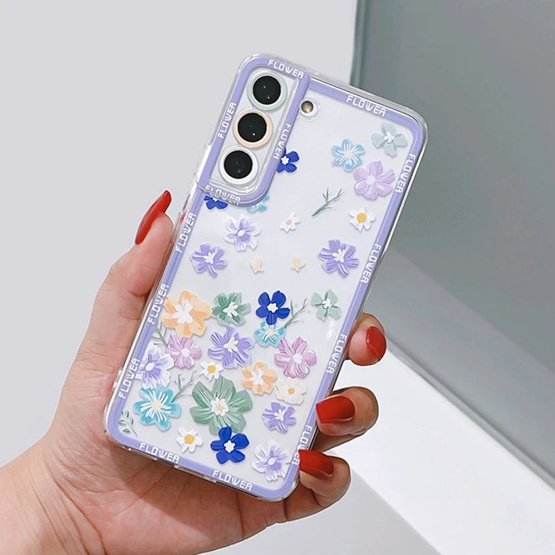 Flower Floral Transparent Compatible with Samsung Case