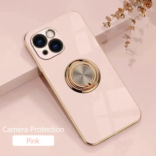 Plating Magnetic Attraction Ring Holder Compatible with iPhone Case