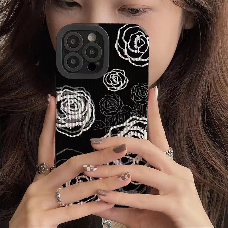 Luxury Rose Flower Floral Shockproof Soft Silicone Compatible with iPhone Case