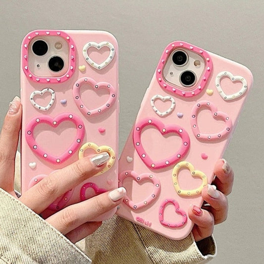 Pink Love Heart Silicone Compatible with iPhone Case