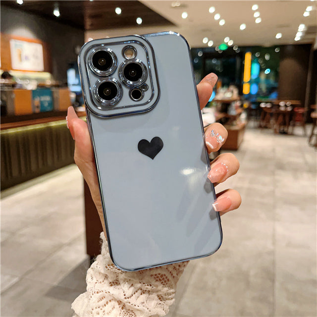 Luxury Plating Square Love Heat Compatible with iPhone Case