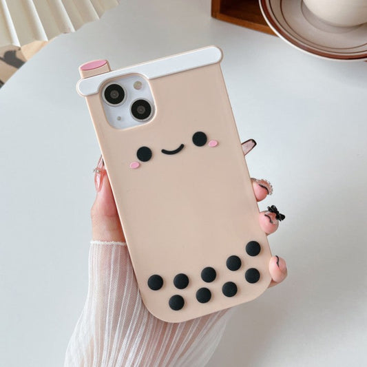 Cute Cartoon 3D Bubble Tea Compatible with iPhone Case