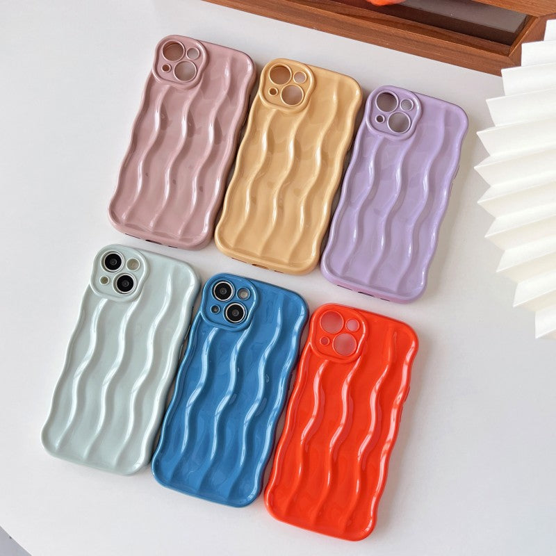 3D Water Ripple Wave Frame Pattern Shockproof Silicone Compatible with iPhone Case