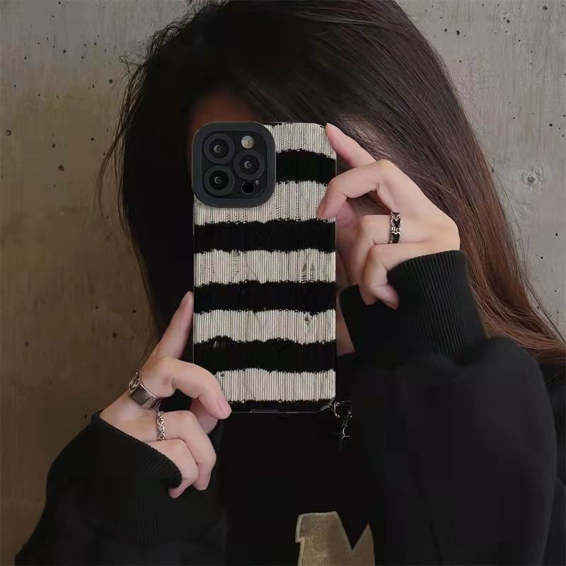 Black White Stripe Pattern Compatible with iPhone Case