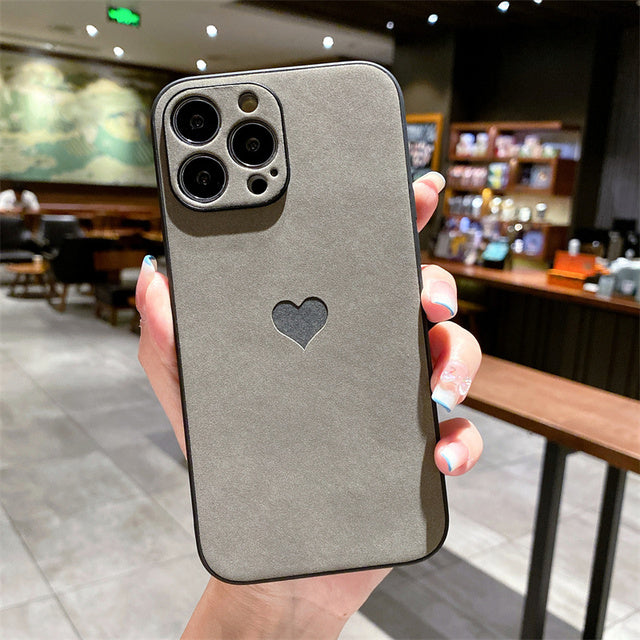 Fashion Love Heart Leather Compatible with iPhone Case