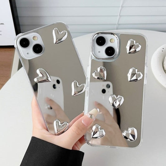 3D Diamond Love Heart Mirror Compatible with iPhone Case