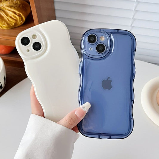 Curly Wave Frame Clear Padded Compatible with iPhone Case