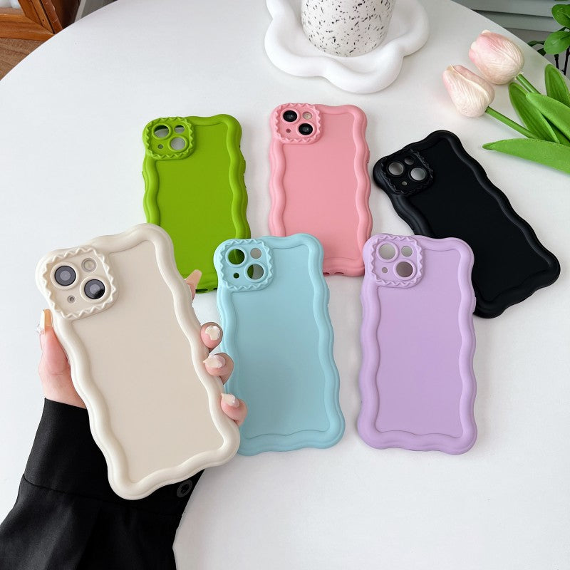 Wave Frame Cream Pattern Compatible with iPhone Case