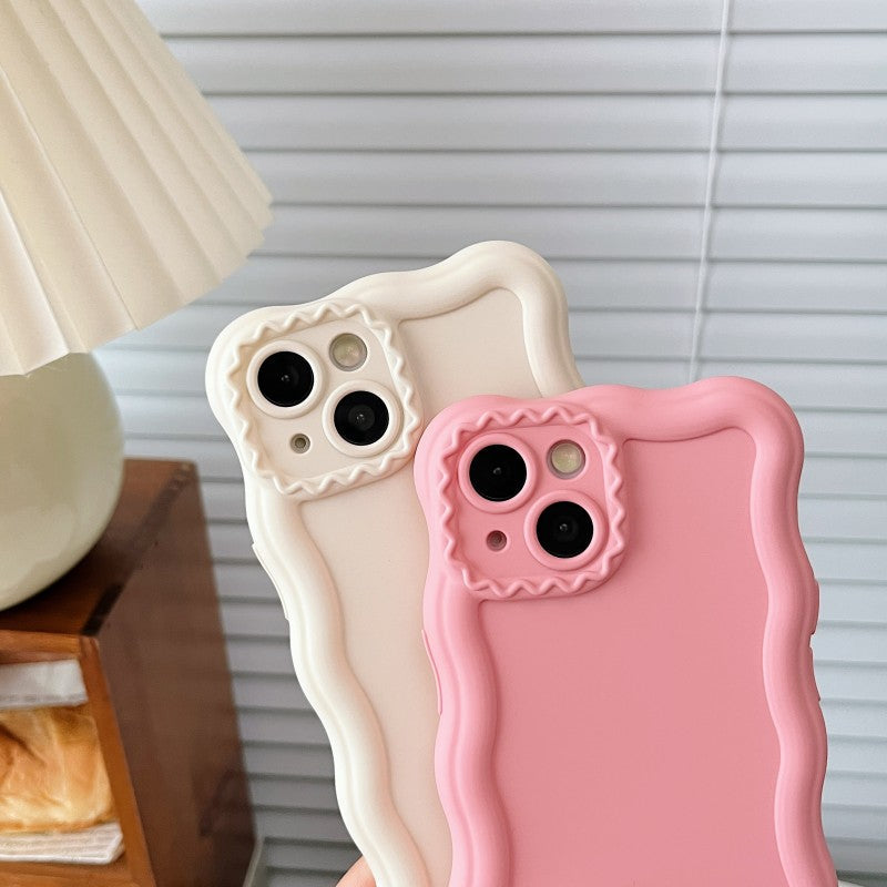 Wave Frame Cream Pattern Compatible with iPhone Case