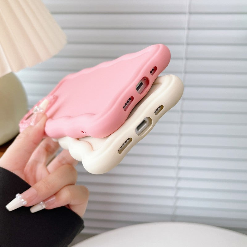 Wave Frame Cream Pattern Compatible with iPhone Case