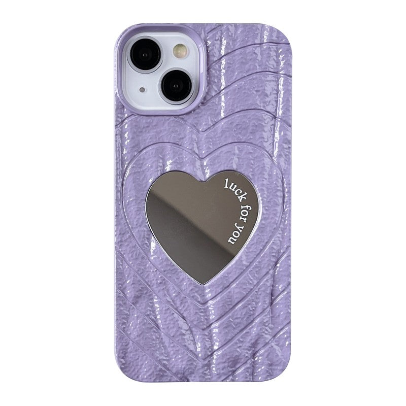 Pleated Love Heart Mirror Compatible with iPhone Case