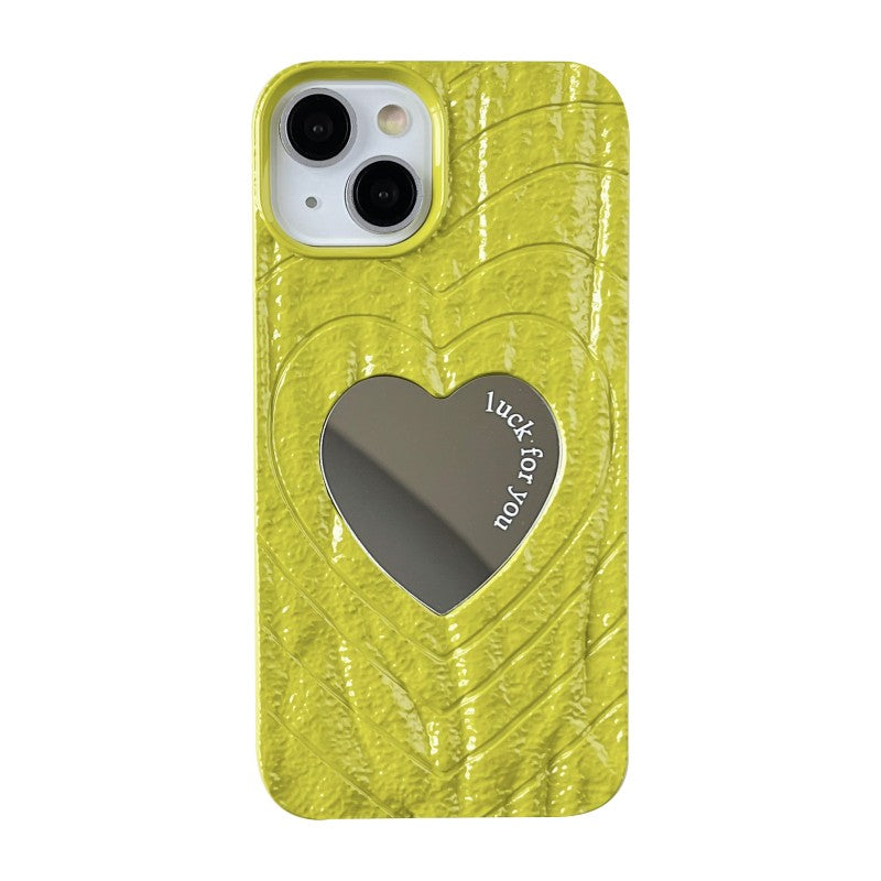 Pleated Love Heart Mirror Compatible with iPhone Case