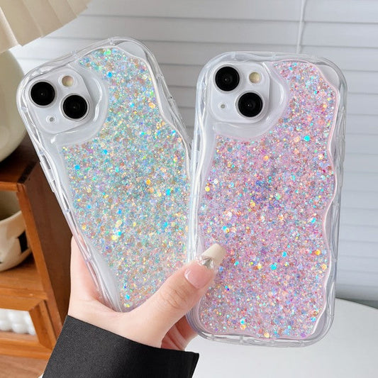 Wave Frame Glitter Foil Compatible with iPhone Case