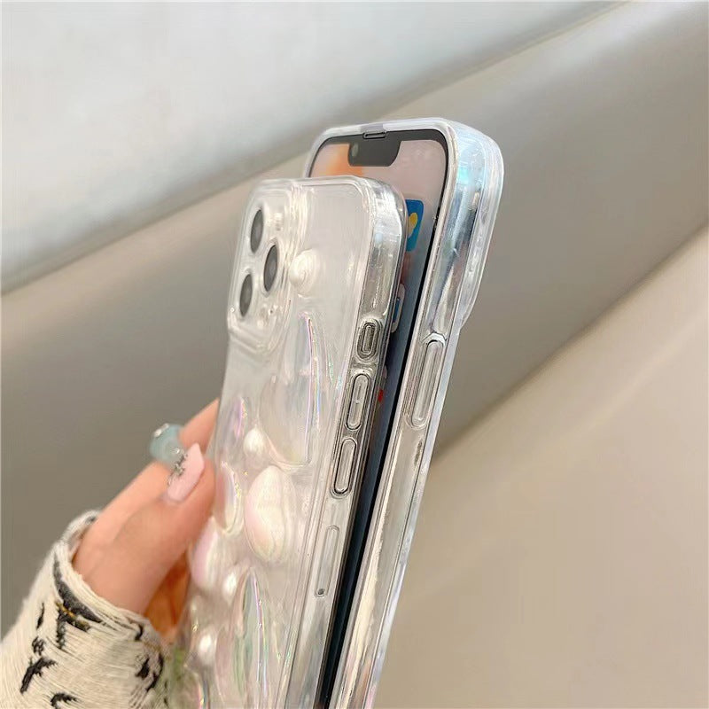 Cute 3D Love Heart Clear Soft Silicone Compatible with iPhone Case