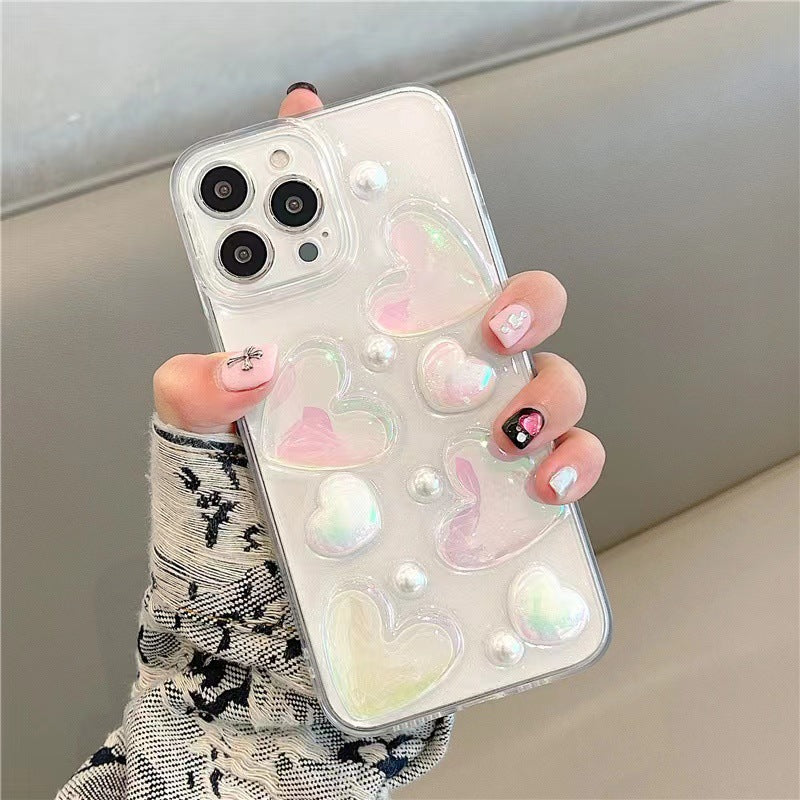 Cute 3D Love Heart Clear Soft Silicone Compatible with iPhone Case