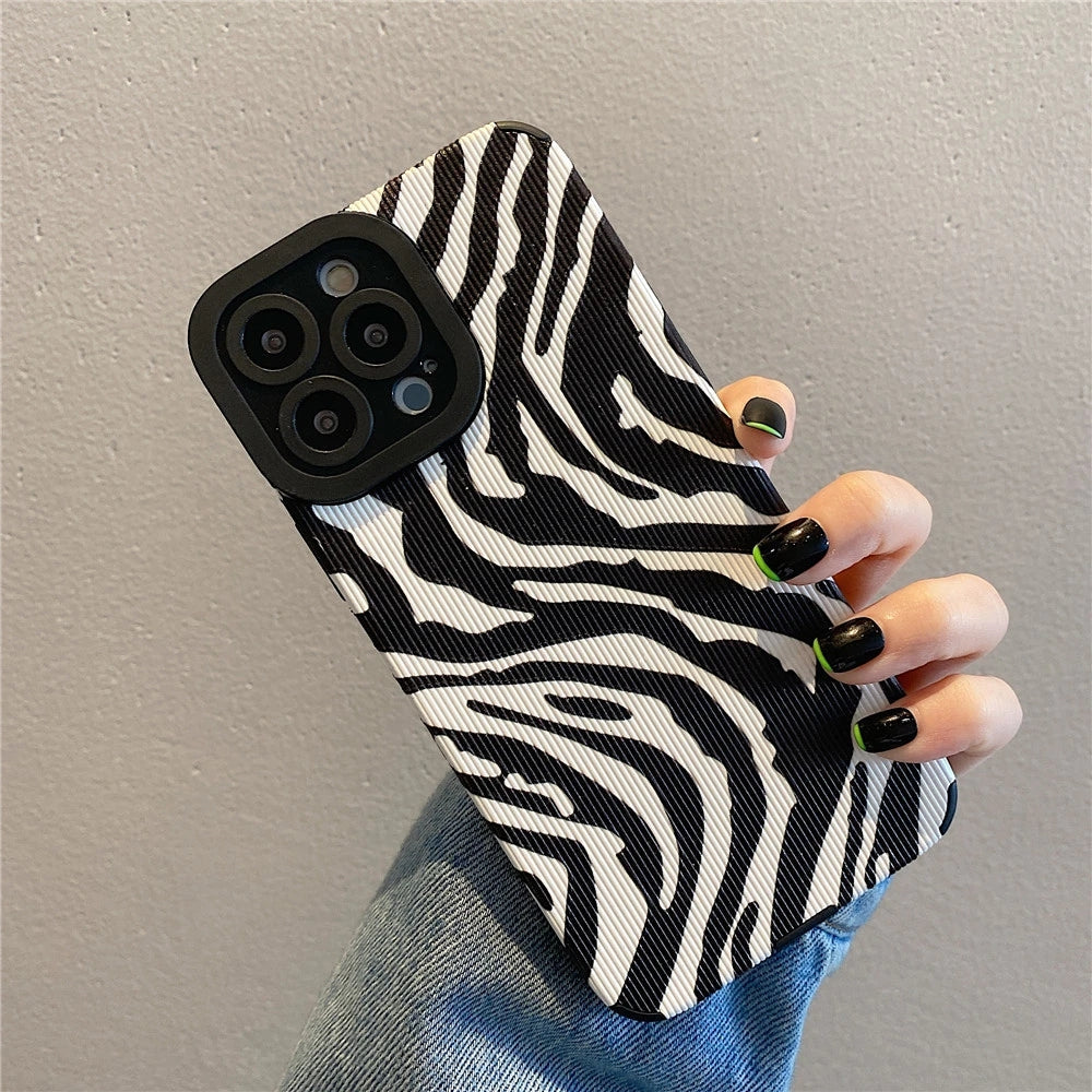 Zebra Stripe Shockproof Soft Silicone Compatible with iPhone Case