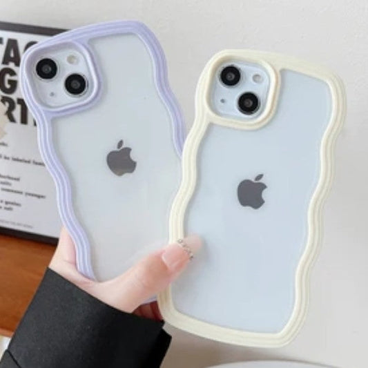 Cute Curly Wave Frame Shape Shockproof Soft Compatible with iPhone Case