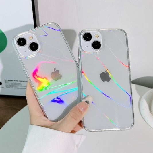 Laser Colorful Gradient Clear Compatible with iPhone Case