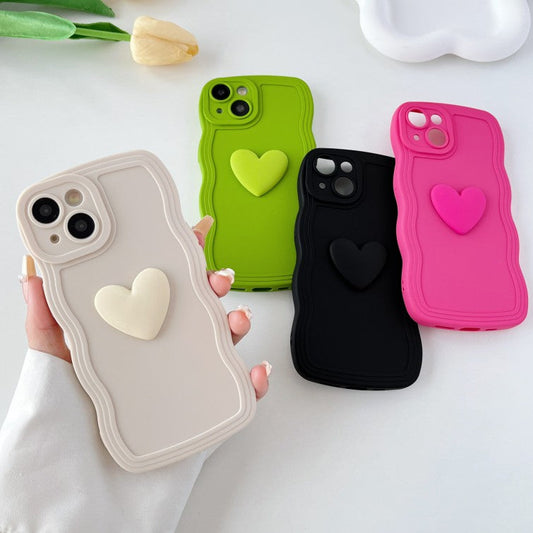 Love Heart Wave Frame Shockproof Soft Compatible with iPhone Case