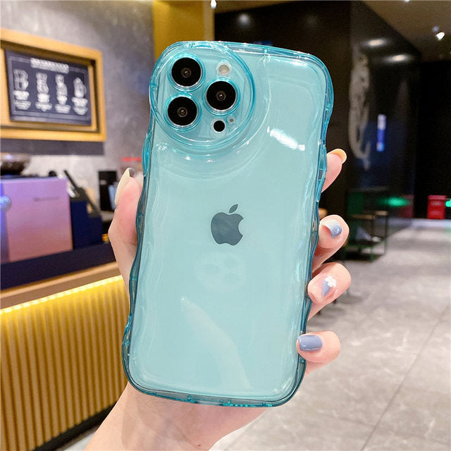 Clear Curly Wavy Compatible with iPhone Case