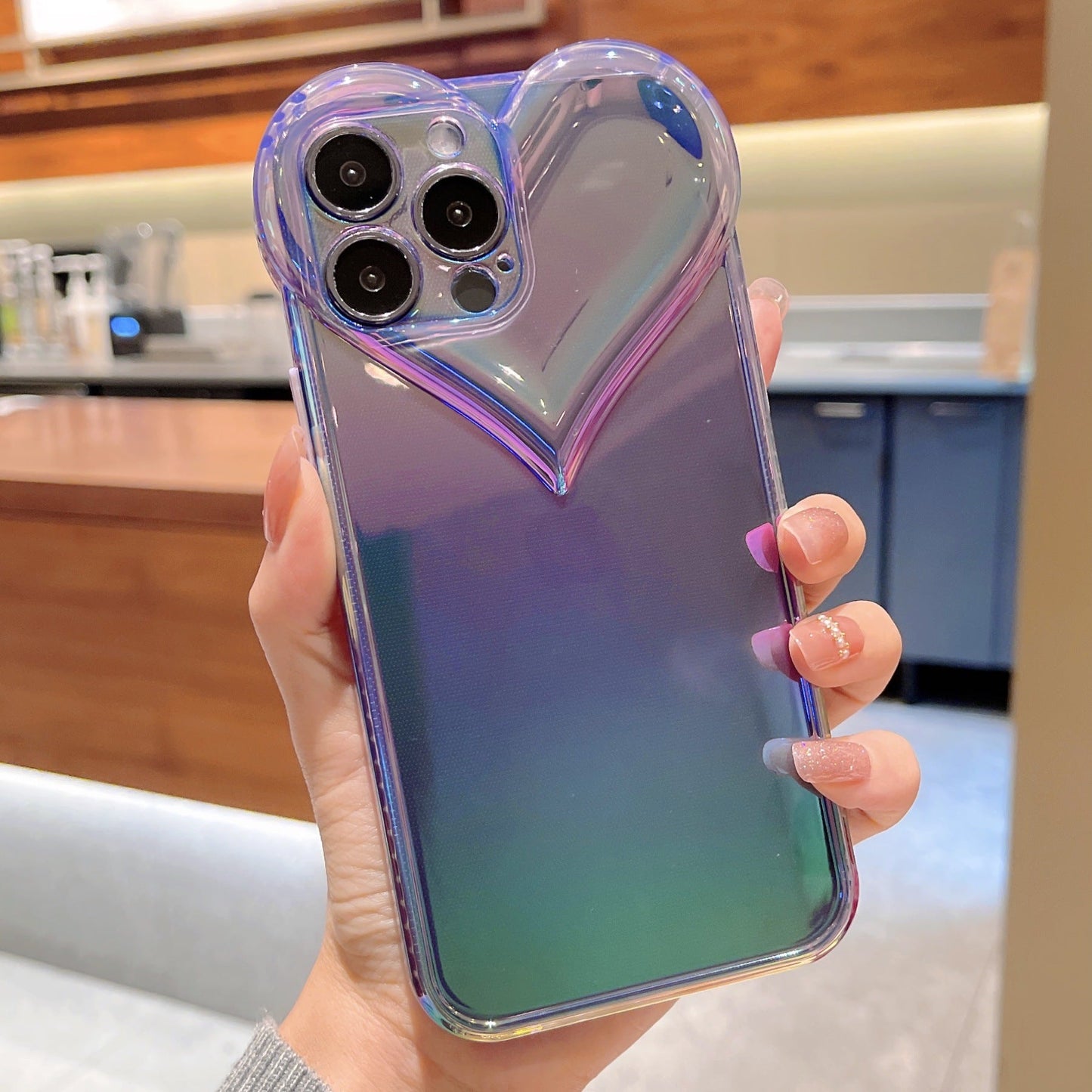 3D Love Heart Camera Laser Compatible with iPhone Case