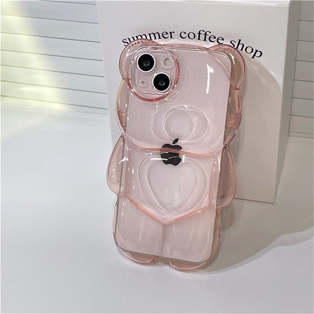 Cute 3D Bear Transparent Compatible with iPhone Case