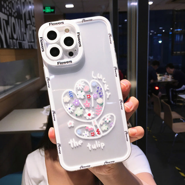 Cute Flowers Floral Butterfly Clear Compatible with iPhone Case