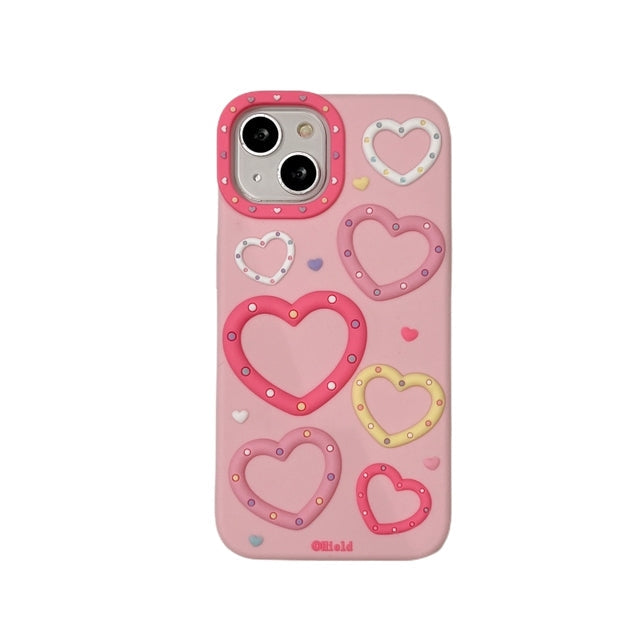 Pink Love Heart Silicone Compatible with iPhone Case