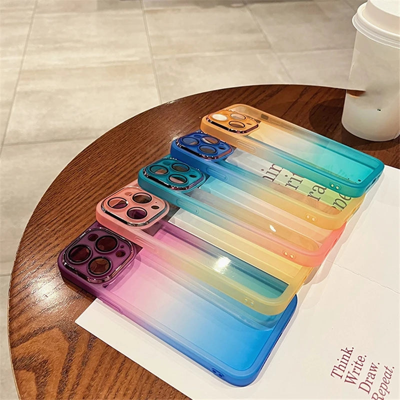 Gradient Rainbow Clear Compatible with iPhone Case