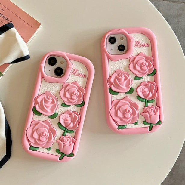 Cute 3D Rose Flower Floral Compatible with iPhone Case