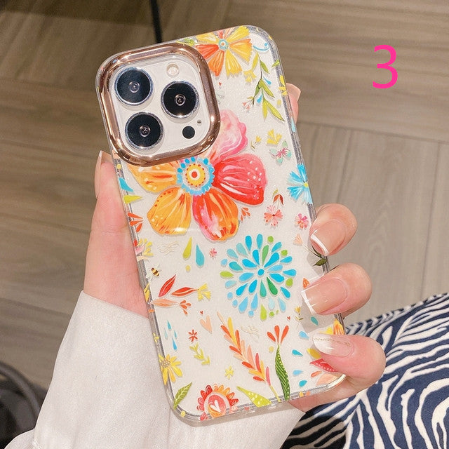 Fashion Flowers Floral Transparent Soft Compatible with iPhone Case