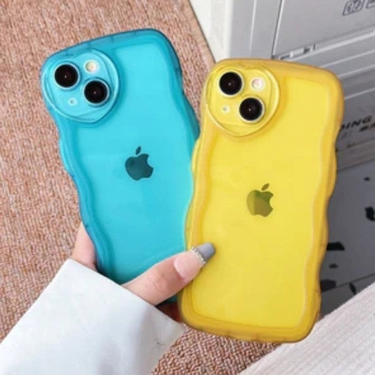 Cute Love Heart Camera Curly Wave Shape Clear Soft Compatible with iPhone Case