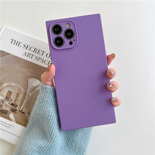 Square Design Candy Color Soft TPU Compatible with iPhone Case