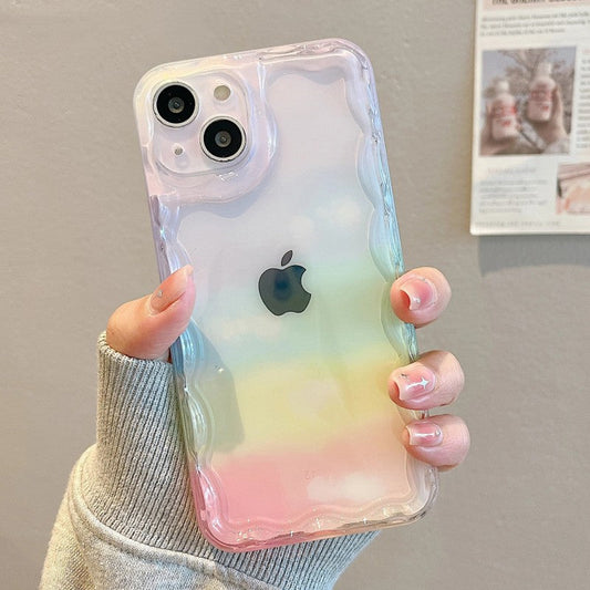 Rainbow Color Wave Frame Clear Soft Compatible with iPhone Case