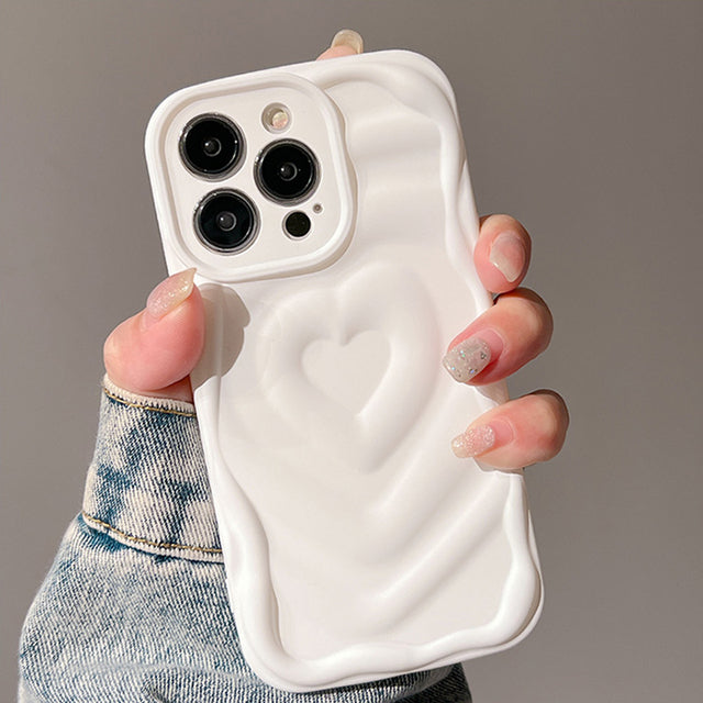 Cute Love Heart Cream Pattern Compatible with iPhone Case