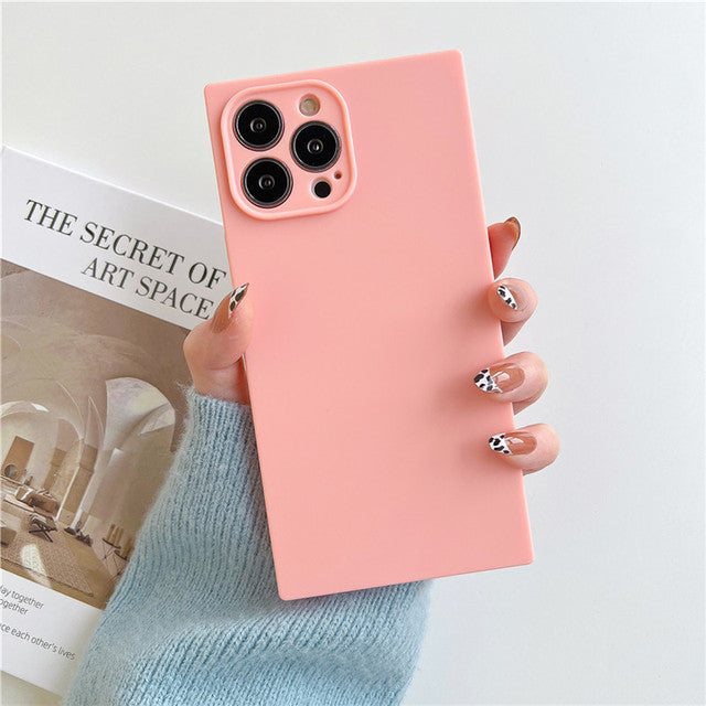 Square Design Candy Color Soft TPU Compatible with iPhone Case