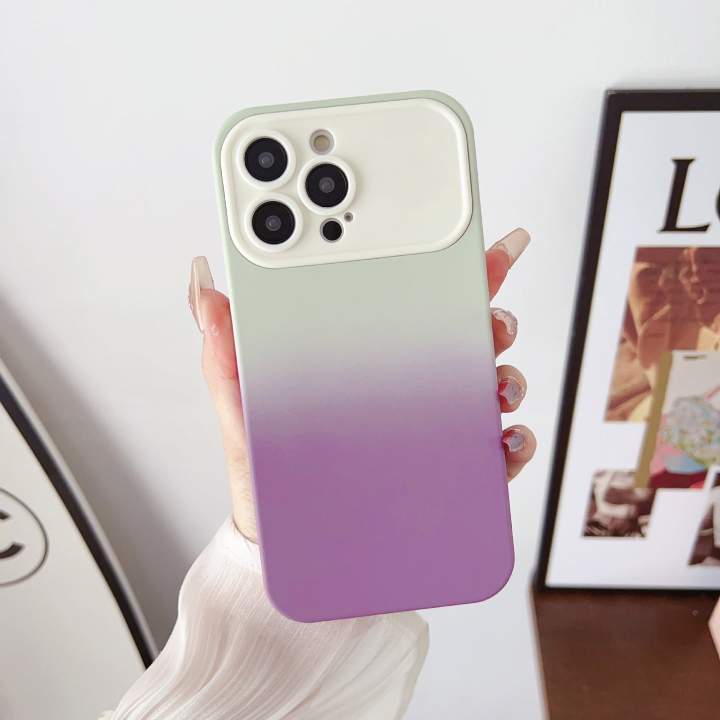 Gradient Contrast Color Camera Protection Compatible with iPhone Case