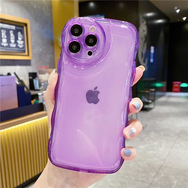 Clear Curly Wavy Compatible with iPhone Case