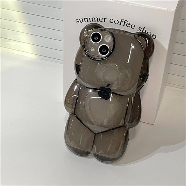 Cute 3D Bear Transparent Compatible with iPhone Case