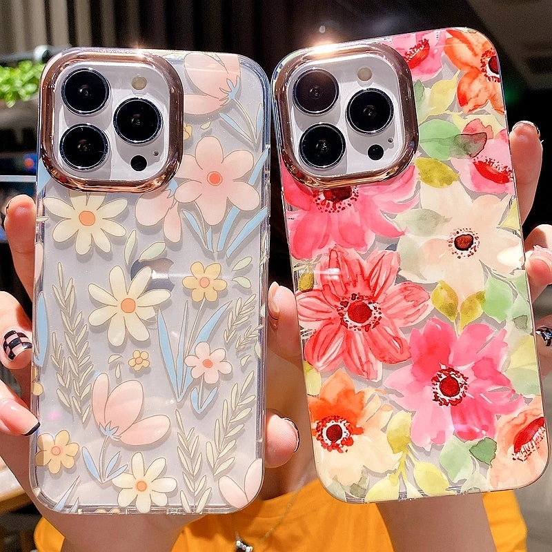 Fashion Flowers Floral Transparent Soft Compatible with iPhone Case